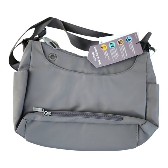 BAGGALLINI West Village Hobo Messenger Crossbody Purse Bag Gray New With Tags!